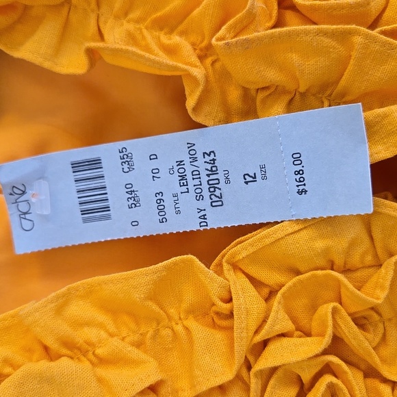 Cache Golden Yellow Ruffle Midi Dress Size 12 • Romantic Vintage-Inspired Style - Picture 5 of 13